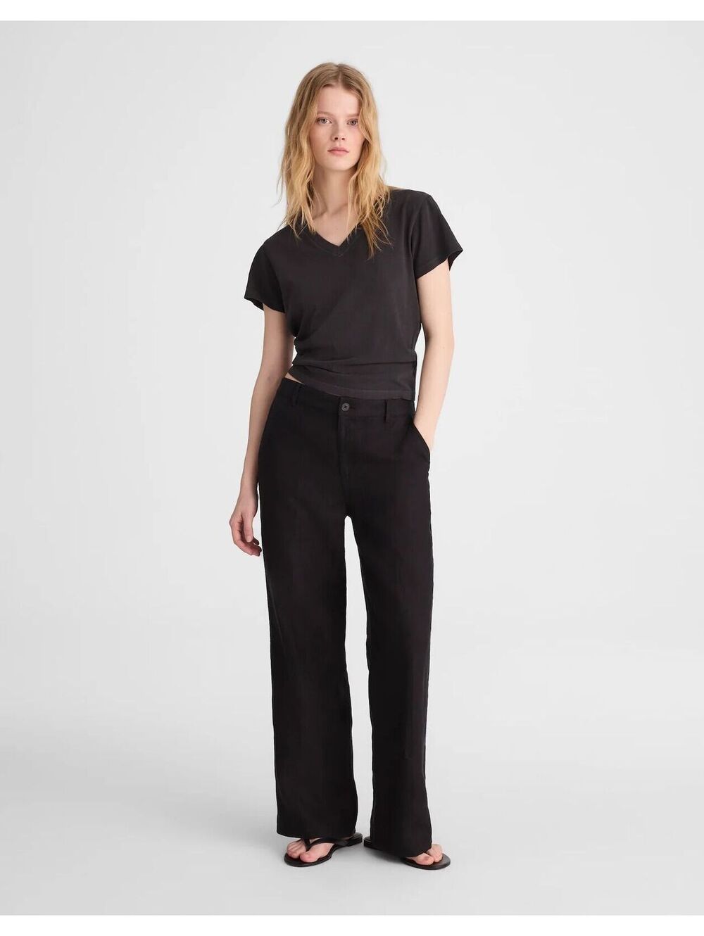 NWT Madewell The Tall Zoe Relaxed Straight Pant in 100% Linen - 8 Tall MSRP $118 - Picture 4 of 4